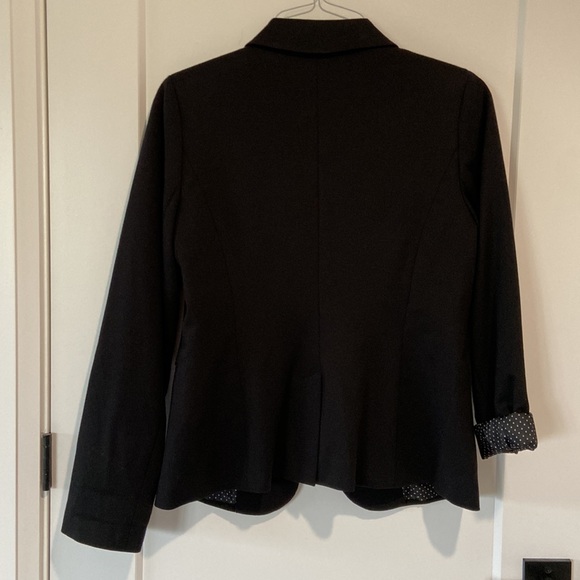 George Womens Blazer Size M Medium Black Polka Dot Lining One Button Faux Pocket - Picture 8 of 9